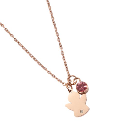 Angel Birthstones Necklace Stainless Steel Neck Chain Baptism Communion Gift