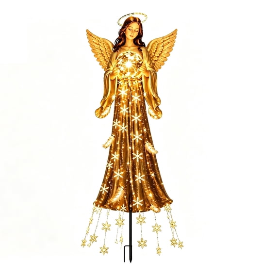 Angel Blessing Fountain, Solar Cascading Angel Garden Light,Powered Outdoor Water with LED Lighted Statue, Sympathy Gift for Loss of Loved One, Yard Art Ornament(1pc)