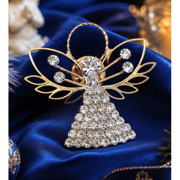 Angel Brooch Rhinestone Angel Pin Angel Jewelry, Rose Gold Plated Angel Pin, Tac Angel Pin