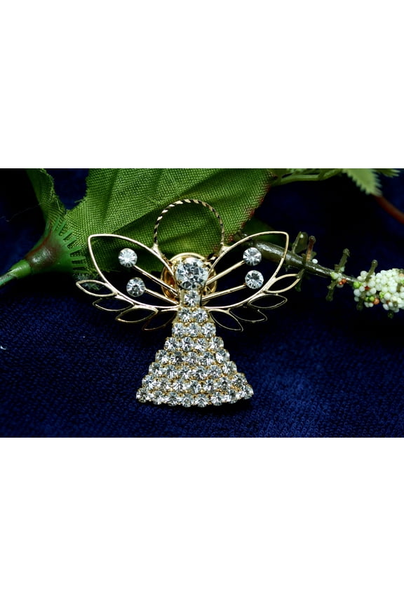 Angel Brooch Rhinestone Angel Pin Angel Jewelry, Rose Gold Plated Angel Pin, Tac Angel Pin