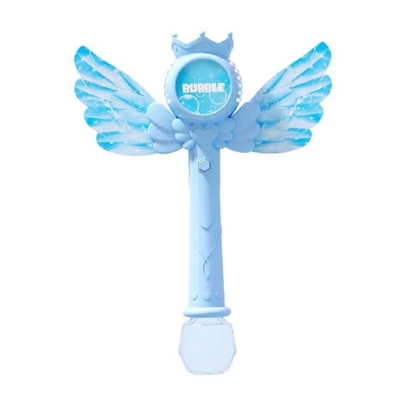 Angel Bubble Wand Bubble Blower, LED Light Magic Style Bubble Machine with 60ML Bubble Solution, Rechargeable Crown Bubble Wand for Party Festival Events (Blue)
