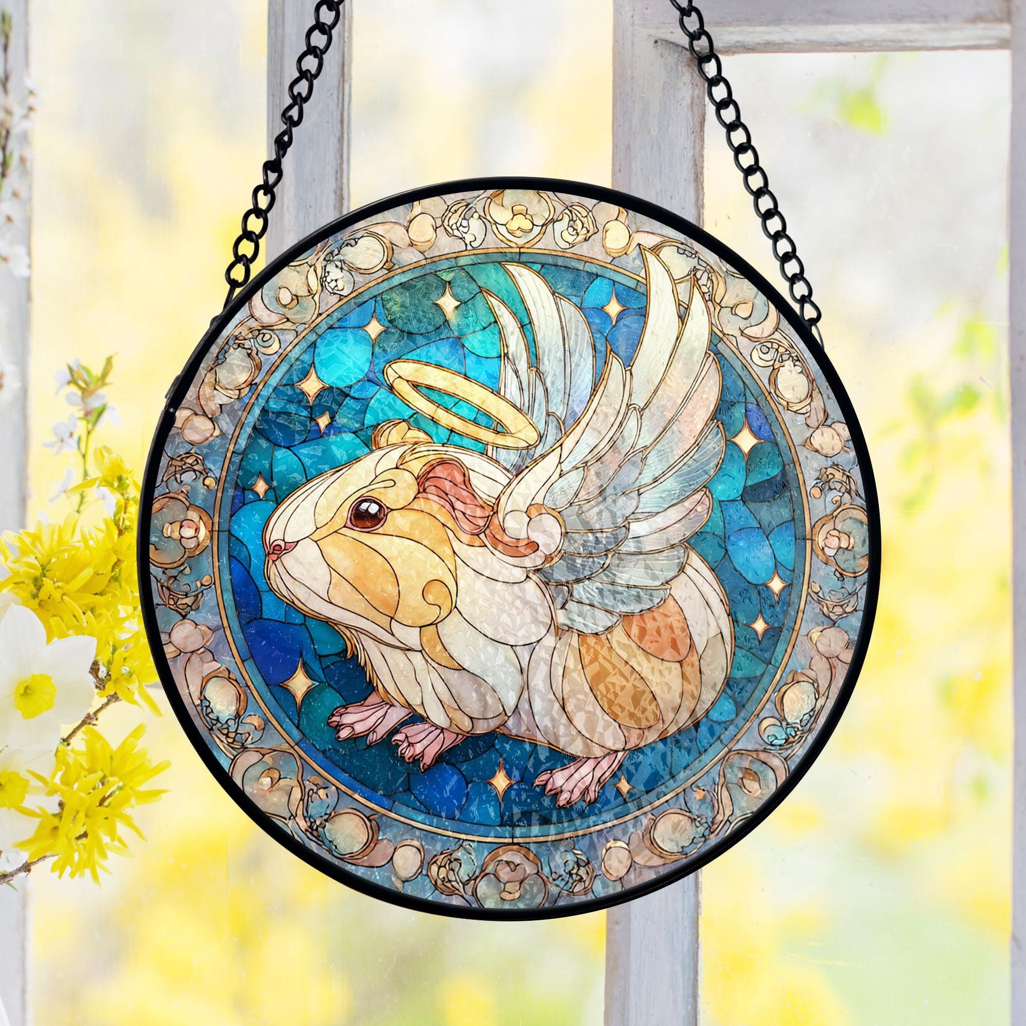 Angel Bunny Winged Rabbit Suncatcher Stained Glass Fantasy Cottagecore ...