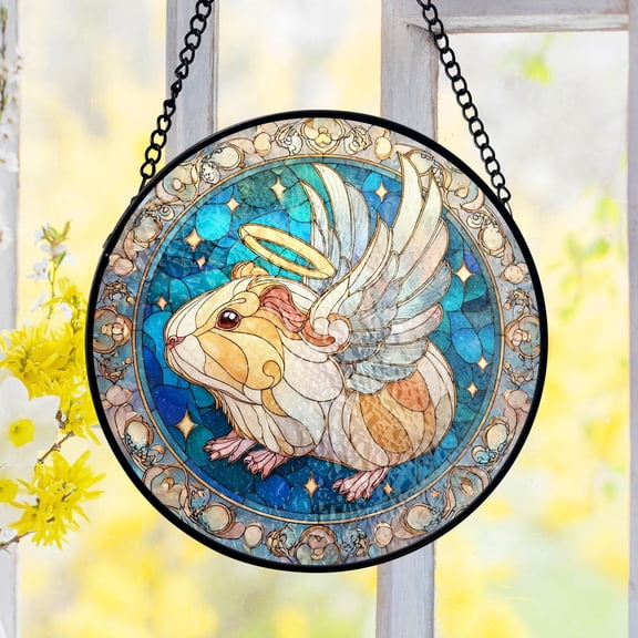 Angel Bunny Winged Rabbit Suncatcher Stained Glass Fantasy Cottagecore Decor