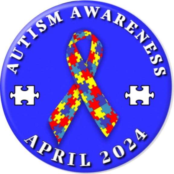 Angel Buttons 1.25 inch pin-back button Autism Awareness Month
