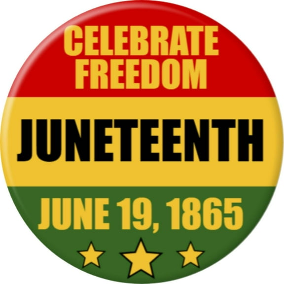 Angel Buttons 2.25 inch clip-back button Juneteenth