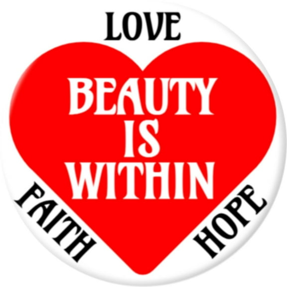 Angel Buttons 2.25 inch pin-back button Beauty IS Within