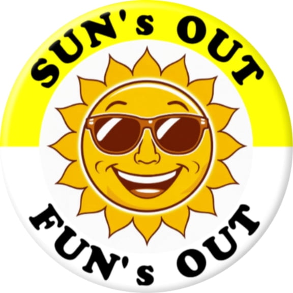 Angel Buttons 2.25 inch pin-back button Sun's Out Fun's Out
