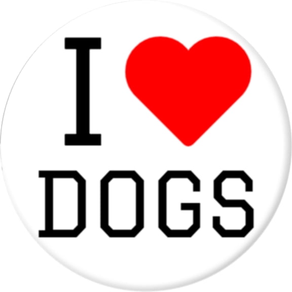 Angel Buttons 2.25 magnet-back button I Love Dogs