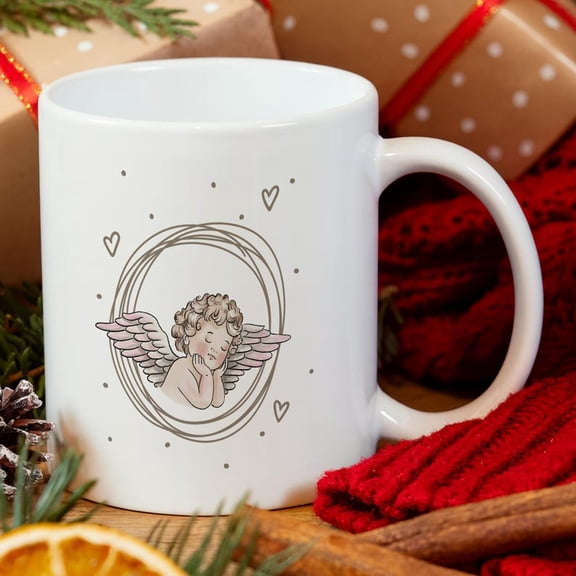 Angel C1herub Coffee Mug, Cute Angel Illustration Mug, Aesthetic Gift Mug, CH1Ristmas Cozy Cup, Minimal Angel Art Mug