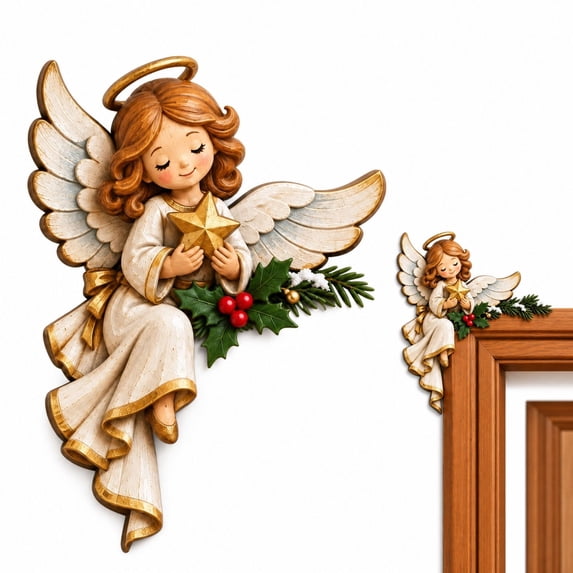 Coner Angel Angel Christmas Door Corner Decoration, Star & Pine Branch Motifs ...