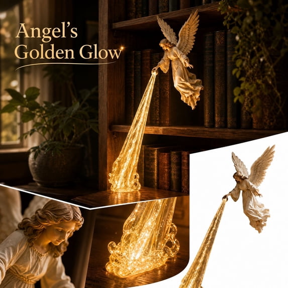Angel Christmas Figurine Light, Symbol of Hope Love Protection | Decorative Lamp for Home and Living Room, Warm Glowing Tabletop Ornament, LED Tabletop Decor for Housewarming and Special Occasions