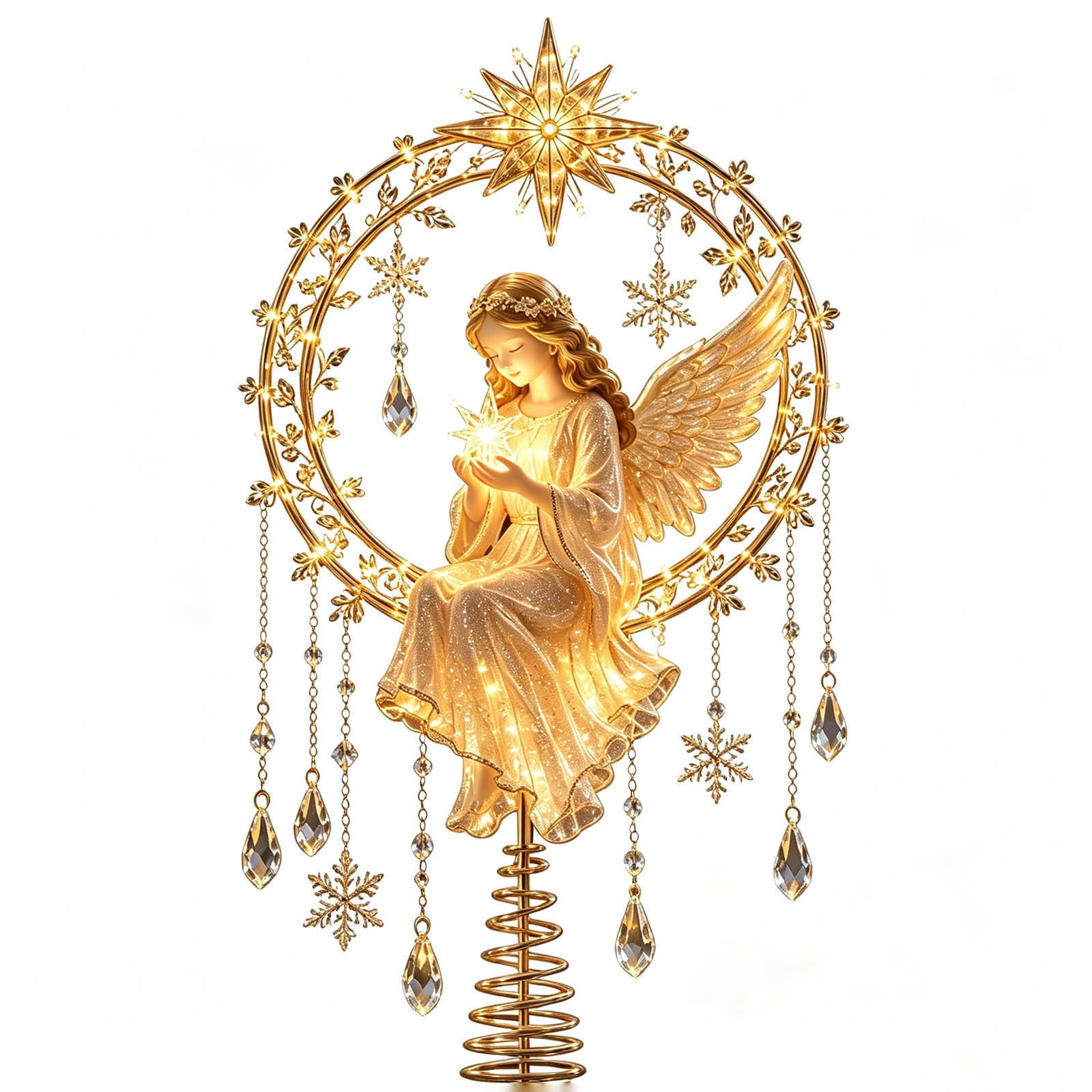 Angel Christmas Tree Topper 11.8 Inch , Star Shaped Decoration For ...