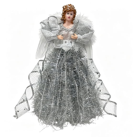 Angel Christmas Tree Topper, 12'' Angel Tree Topper with Wings, Elegant Christmas Tree Decoration for Indoor Office Holiday