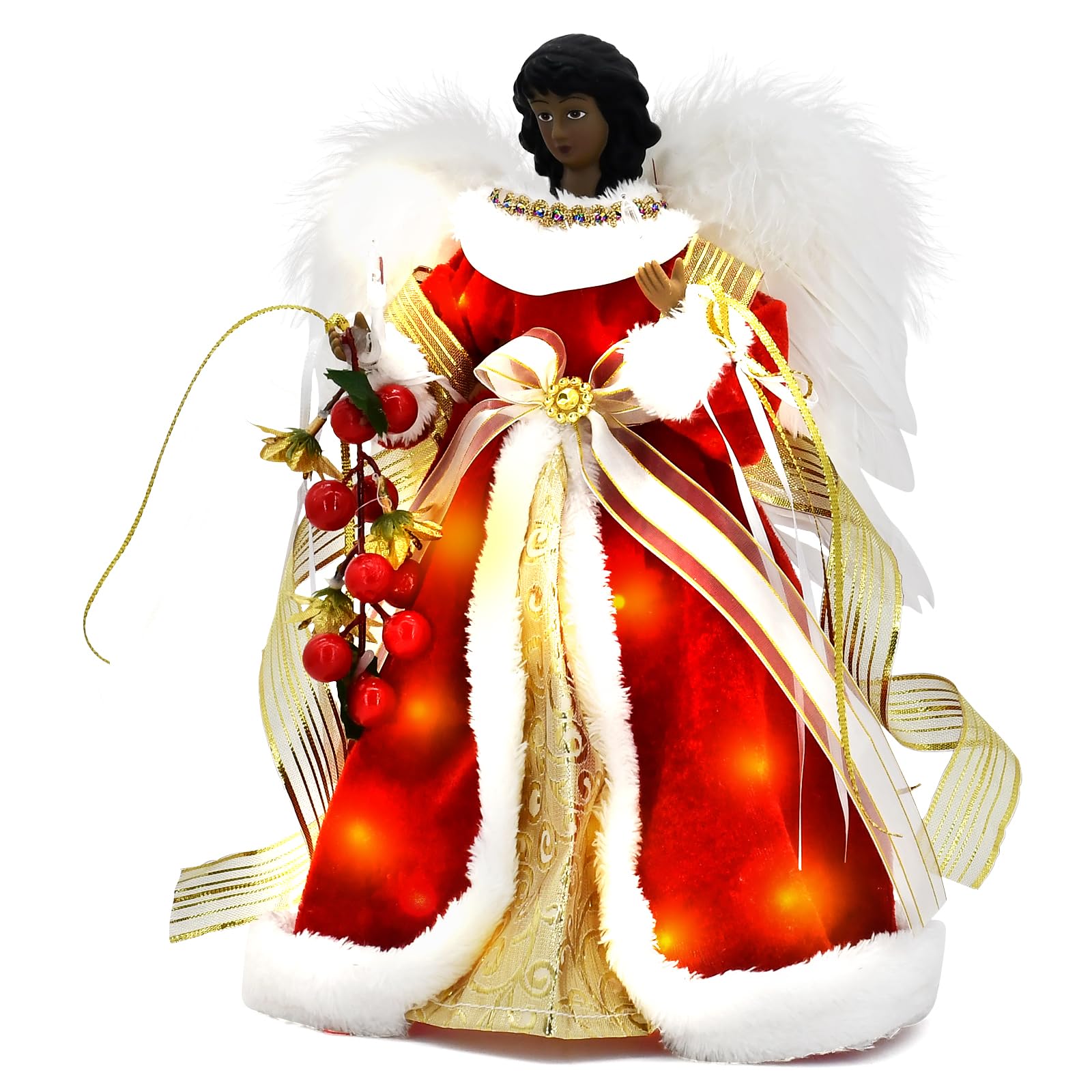 Angel Christmas Tree Topper with Lights and 40-Inch Extension Cord ...