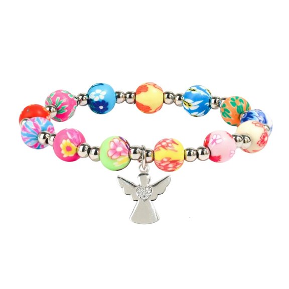 Angel Crosses Bracelet with Pink Pearls Girls Communion Jewelry Gift