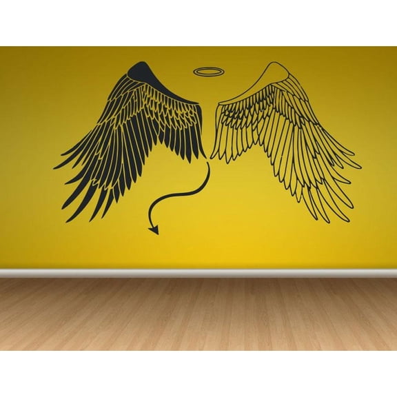 Angel Demon Evil Wings Heaven Hell Paradise Wall Sticker Vinyl Home Room Interior Decoration Mural Self Adhesive Decal 101x57cm