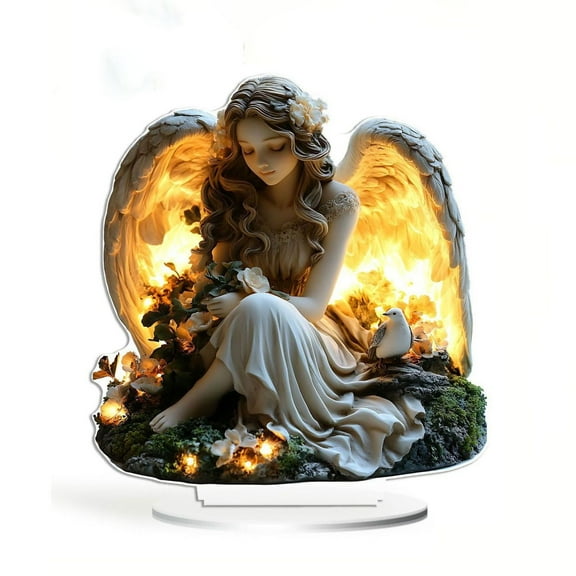 Angel Desktop Decoration, Home Office Display Ornament, Acrylic Tabletop Decor With Detailed Design And Stable Base For Desk, Shelf, Gift Display