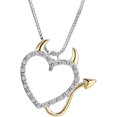thumbnail image 1 of Angel Devil Heart Necklace Halo Cupid Pack Easter Pendant Necklace Silver Dual Pleated Necklace, 1 of 3