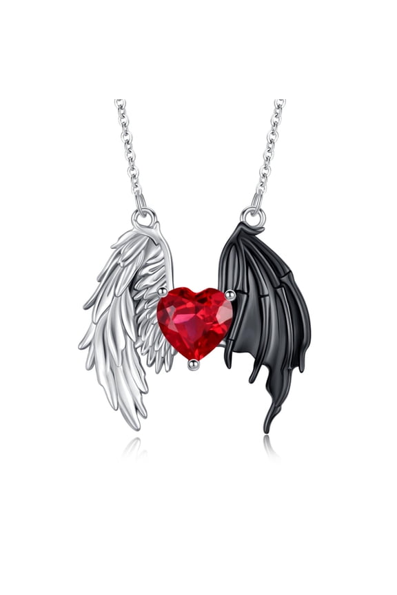 Angel Devil Necklace 925 Sterling Silver Angel Wings Pendant Necklace Angel Necklace Heart Symbol of Love Pendant Jewelry Gifts for Women Wife Her