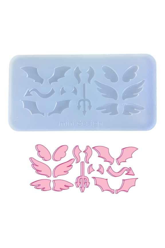 Small Angel Devil Quicksand Resin Casting Mold Resin Art Mold Crystal Silicone Mold Epoxy Resin Keychain Pendant Mold