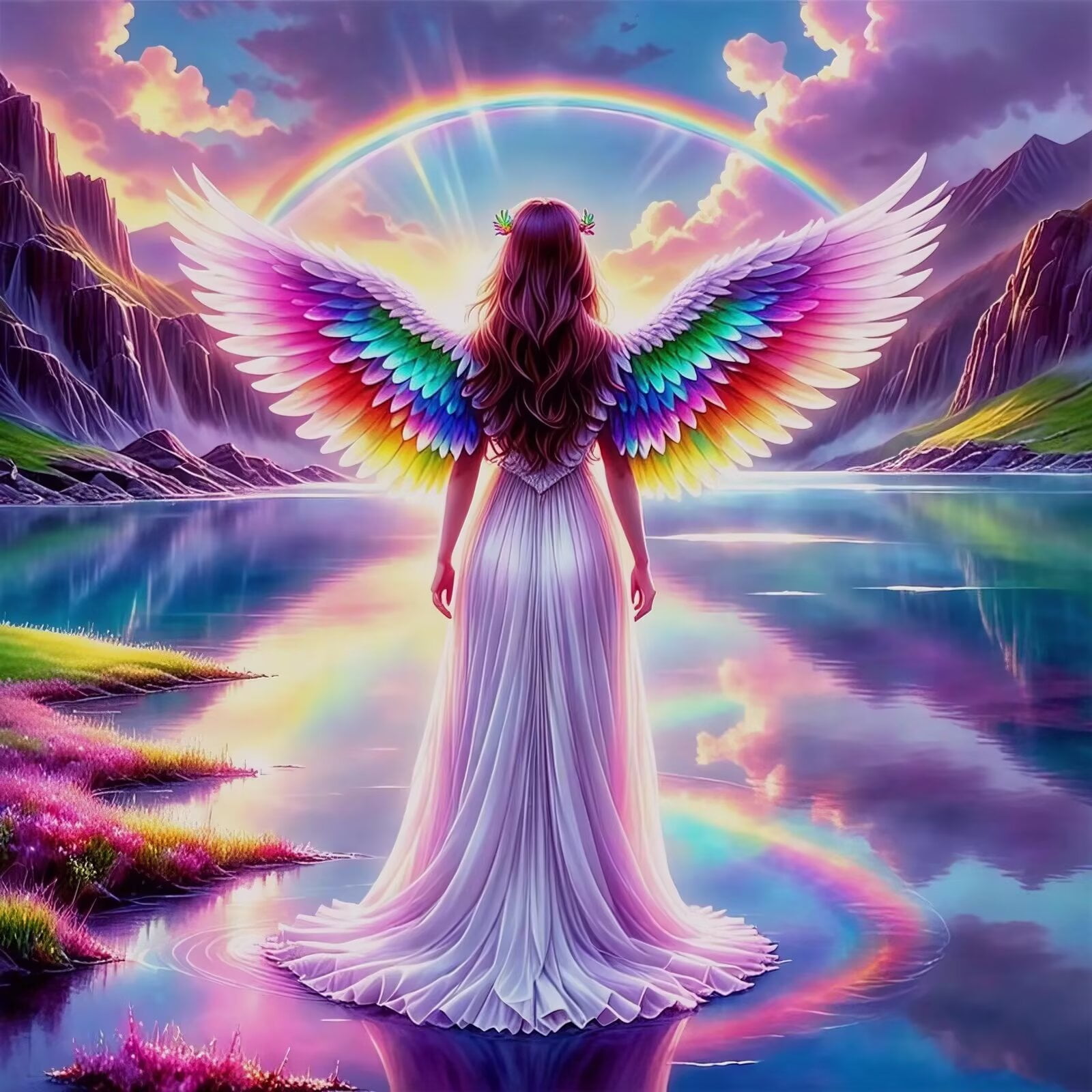 Angel Diamond Art Kits for Adults Beginners 5D Diamond Painting Rainbow ...