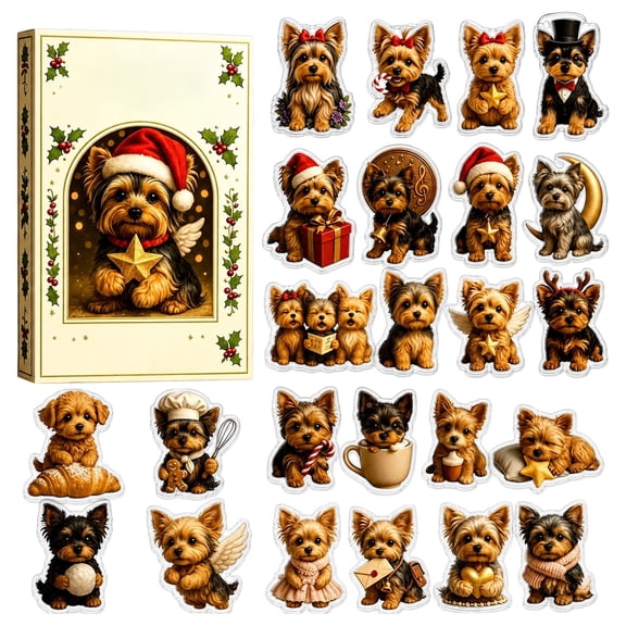 Angel Dog Advent Calendar 2026, 24 Days Christmas Countdown Calendar Blind Box with Surprise Each Day, 2D Flat Christmas Ornament Set, Christmas Decorations for Xmas Tree, Christmas Gifts