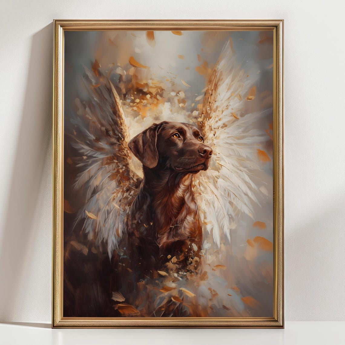 Angel Dog Chocolate Lab With Wings Wall Art Print, Pet Loss Memorial ...