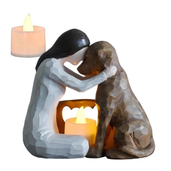 Angel Dog Figurine,Dog Memorial Gifts for Loss of Dog Sympathy Gift,Dog Passed Away Sympathy Remembrance Gift,Dog Lovers Candle Holder Statue with LED Candle