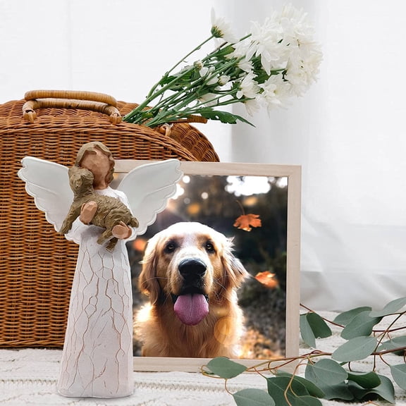 Angel Dog Figurine Memorial Gift Remembrance Gifts for Pet Owner Hand Carved Sculpture
