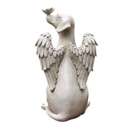 Angel Dog Memorial Statue, Resin Material, Hand-Painted, for Garden/Indoor Decor, Sympathy Gift, Weather-Resistant, Honoring Pet Memory
