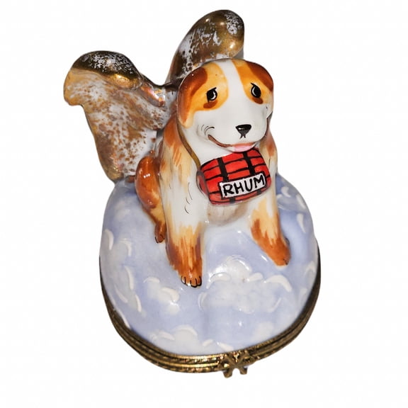 Angel Dog Rescue Box for Pet Lovers Limoges Box Porcelain Figurine