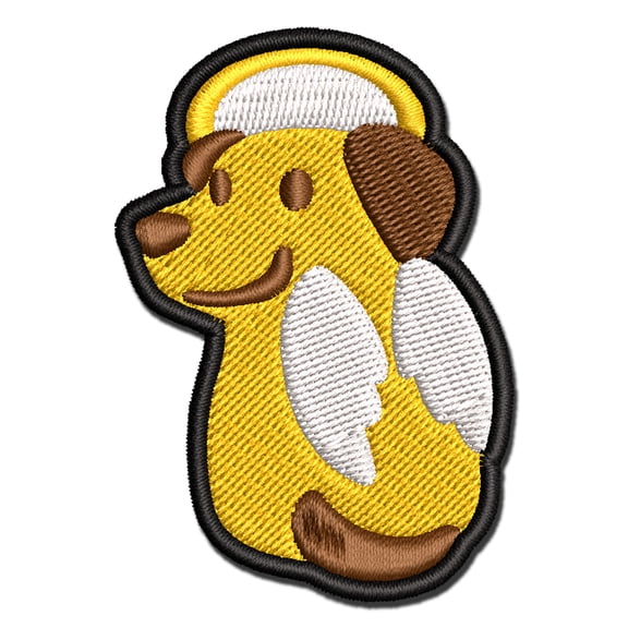 Angel Dog with Wings Halo Applique Multi-Color Embroidered Iron-On Patch - 2.0 Inch Mini