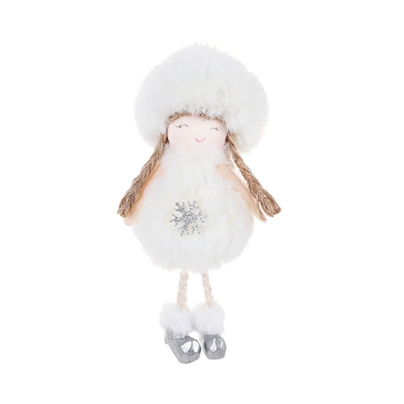 Angel Doll Christmas Tree Pendant Hanging Decorative Doll Velvet Festival Ornament Toy for Home Office Xmas New Year Decor 2021 White