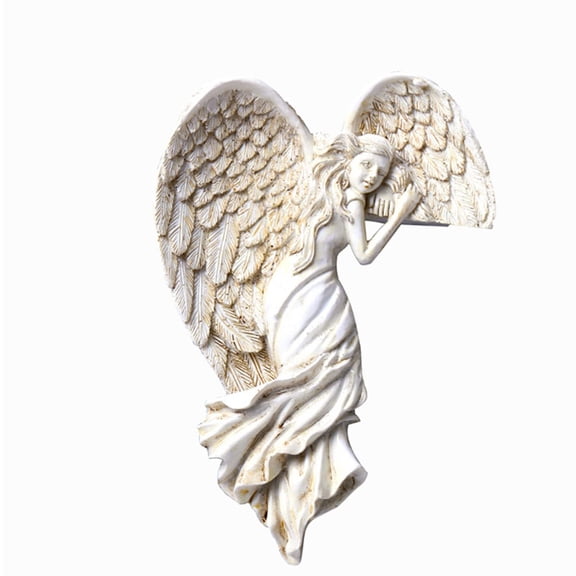 Angel Door Frame Decor, Resin Resin Wall Statue White, Resin Door Frame Angel Decor Statue with Heart Sculpture, Wall Craft for Living Room & Bedroom