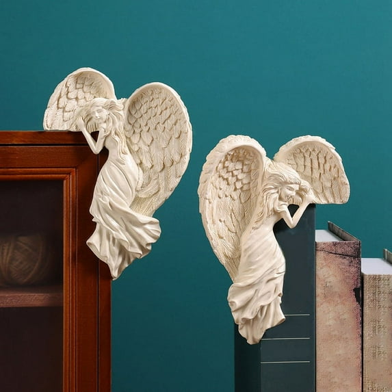 Angel Door Frame Decoration, Resin Angel-Wings Sculpture Photo Frame-Decor, Crafts Ornament for Festival or Weddings