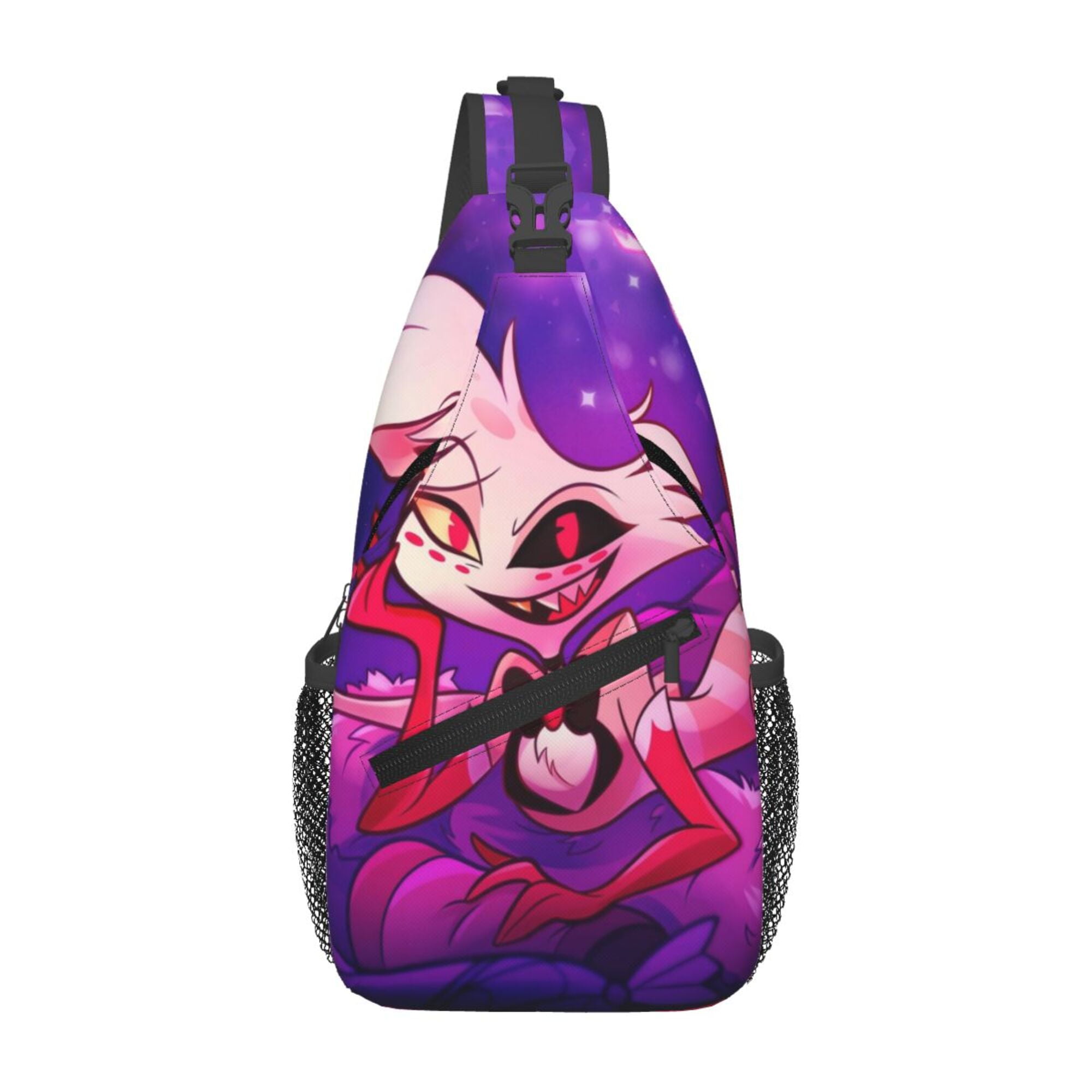 WURTON Goth Print Crossbody Sling Backpack - Purple & Black, Tactical Style Bag For Travel, Hiking & Gym