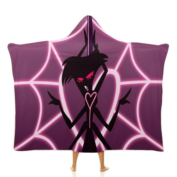 Angel Dust Hazbin Hotel Hooded Blanket Soft Warm Cloak Wearable Blanket Hoodie For Kids Adult Cozy Flannel Fleece Bedding Throw Hooded Blanket