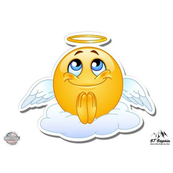 Angel Emoji - 5" Vinyl Sticker - For Car Laptop I-Pad - Waterproof Decal