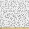 thumbnail image 1 of Ambesonne Xmas Theme Fabric by the Yard Upholstery, Christmas Outlines Art, 2 Yards, White and Grey, 1 of 4