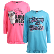 ANGEL FACE Girls Nightgown - 2 Pack Soft Short Sleeve Graphic Sleep Dress & Girls Nightgowns (6-14)