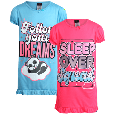 Angel Face Girls Night Gown – 2 Pack Nightgowns for Girls Pajamas Dress Sleepwear (Sizes 4-14)