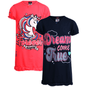 ANGEL FACE Girls Nightgown - 2 Pack Soft Short Sleeve Graphic Sleep Dress & Girls Nightgowns (6-14)