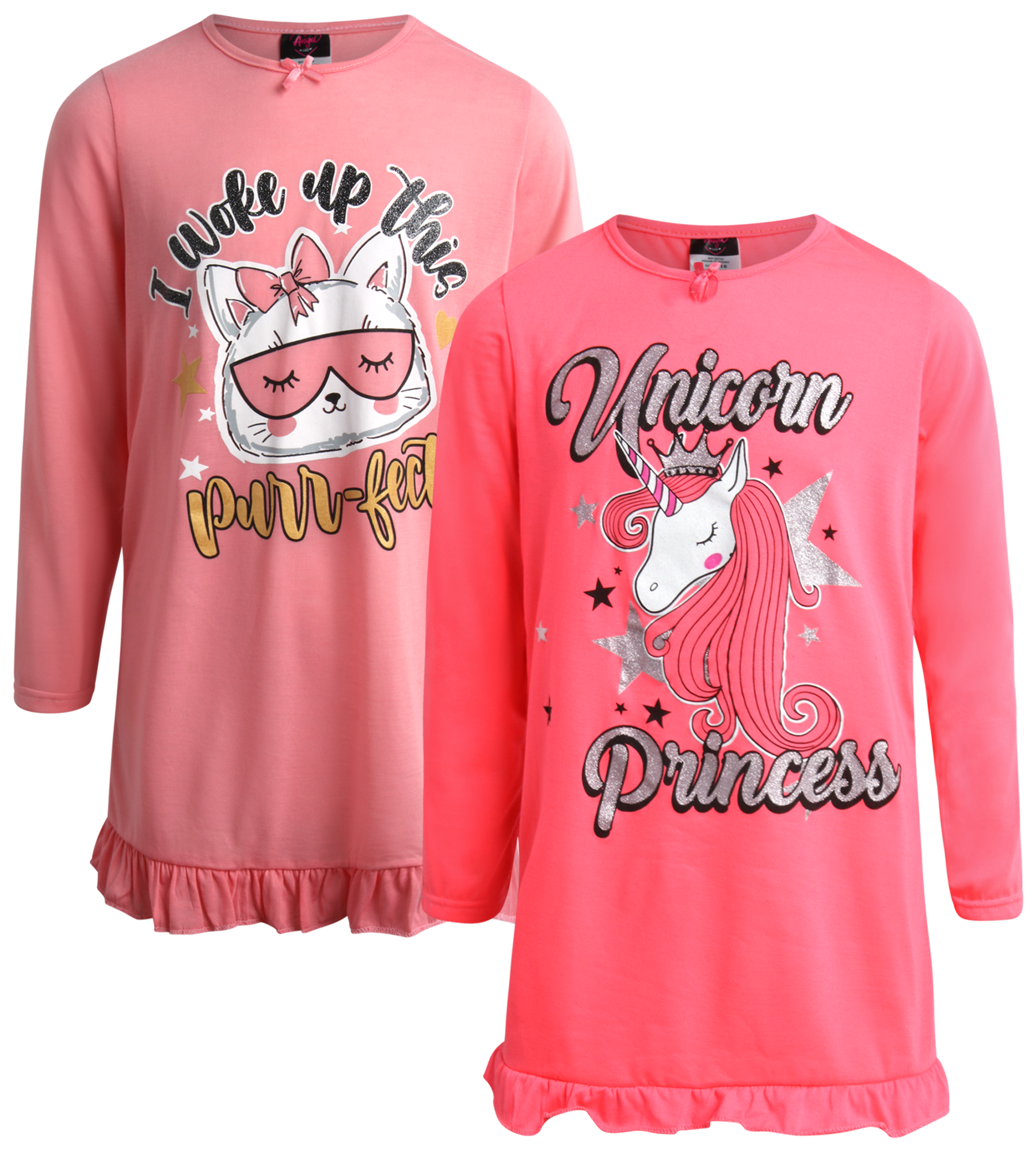 Angel Face Girls Nightgown Pajamas 2 Pack Sleepwear Night Dress 