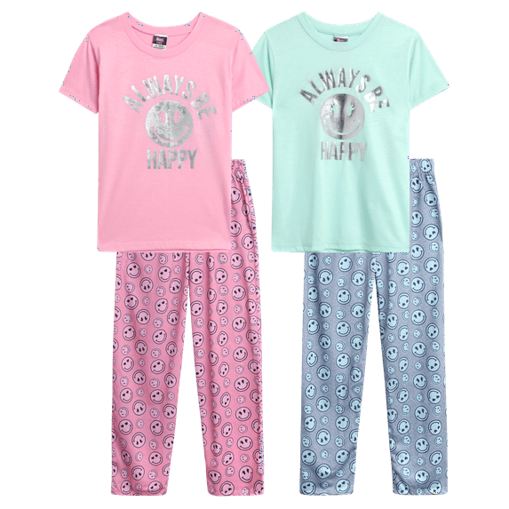Angel Face Girls' Pajama Set - 4 Piece Sleep Shirt and Lounge Pants - Sleepwear for Girls (7-16)