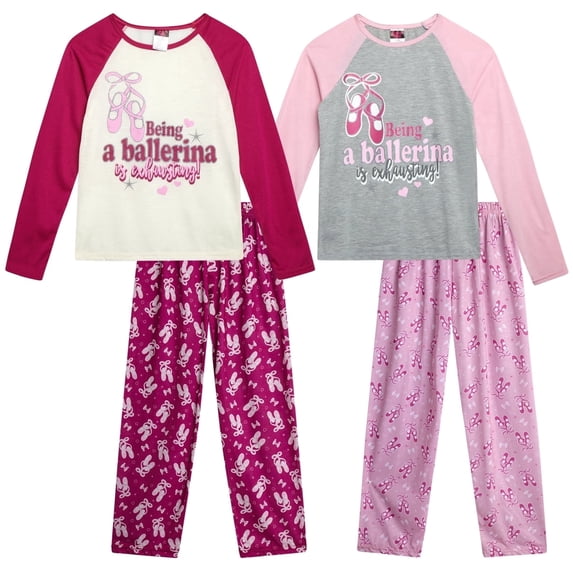 Angel Face Girls Pajama Set Soft Plush Fleece Sleep Shirt & Pajama Pants Sleepwear Set 4 Piece