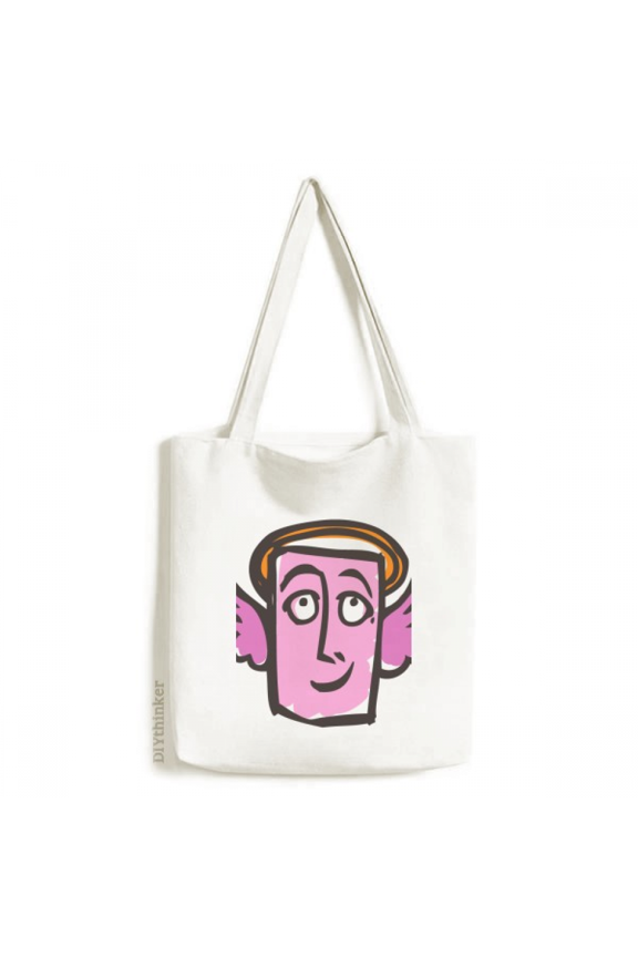 Angel Face Sketch Happy Tote Canvas Bag Shopping Satchel Casual Handbag