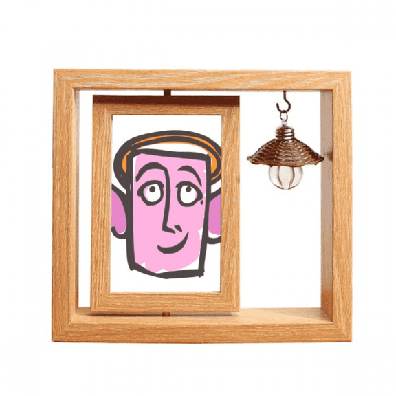 Angel  Face Sketch Happy Wooden Rotating Picture Photo Frame 4x6
