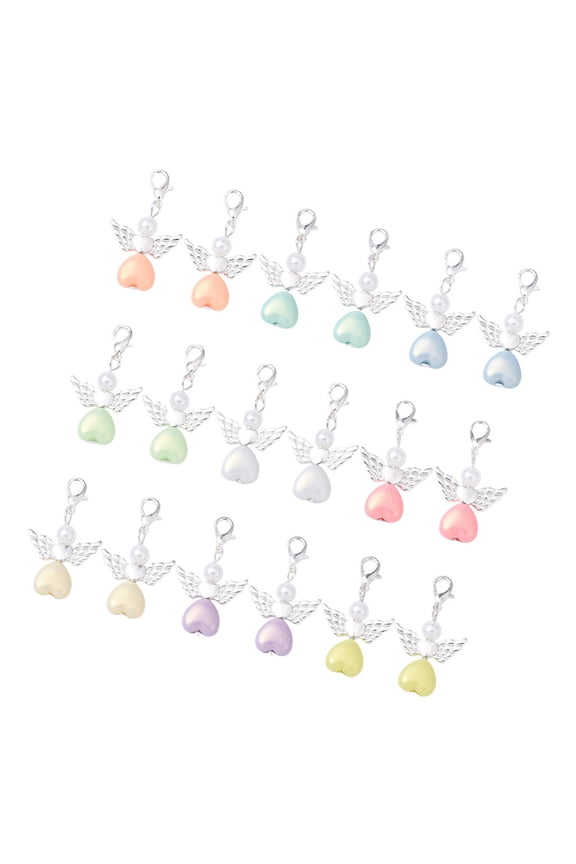 Angel Fairys Dangle Charm with Swivels Clasps Hook for Bag Purse Decors Key Holders Angel Pearls Beads Pendant Keychain