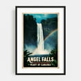 thumbnail image 1 of Angel Falls Vintage Travel Poster – World’s Tallest Waterfall - Bolívar Venezuela Illustration Waterfall Tropical Nature Travel Poster Scenic Vintage Poster Black Framed Wall Art Print 16 x 24 inches, 1 of 8