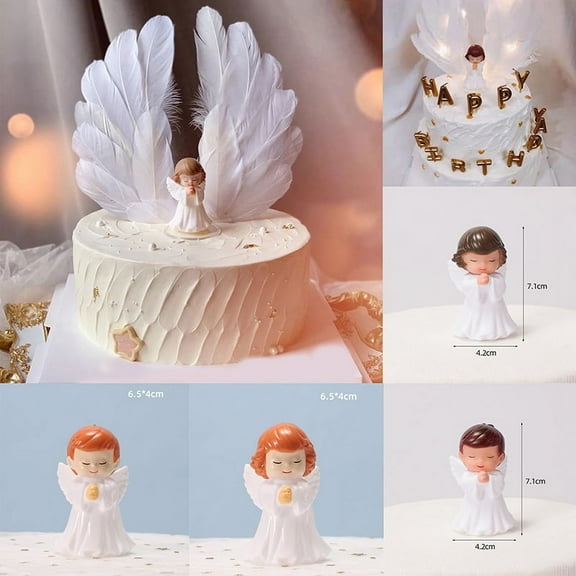 Angel Feather Wing Flag Birthday Cake Topper, by Racing Butterfly